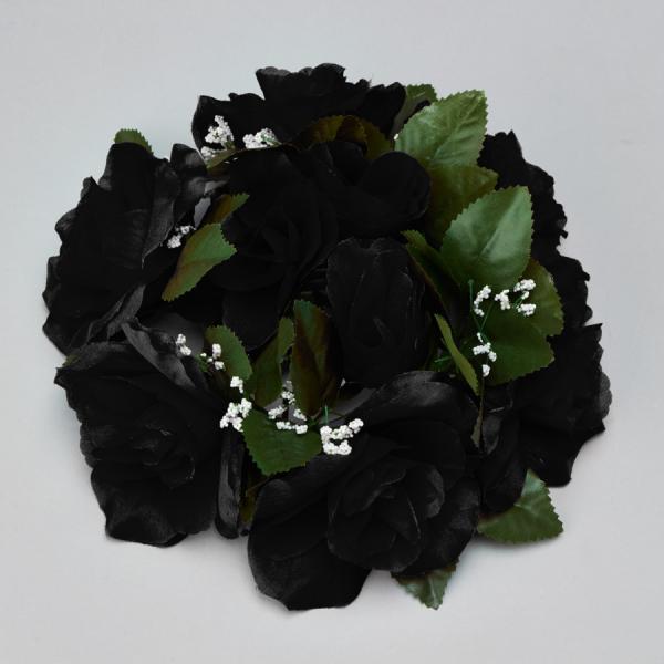 DecoStar:Large Flower Candle Rings 9&#039;&#039; - 48 Pieces - Black