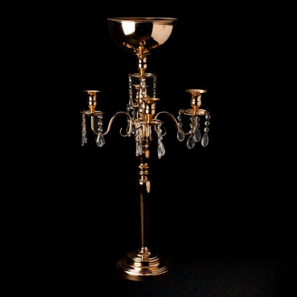 DecoStar: Candelabra 4 Arm Pillar Candle Holder 34&#039;&#039; - French Gold