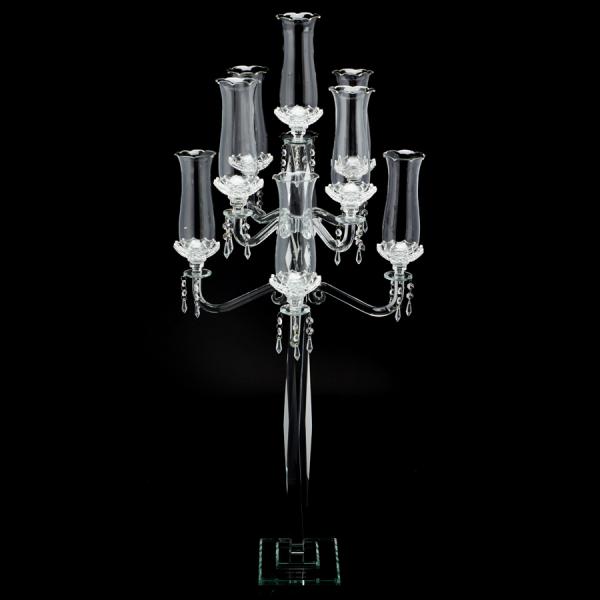 DecoStar: Crystal Candelabra 9 arm Glass Hurricane globes 49&#039;&#039;
