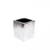 Square Ceramic Vase 3'' - 48 Units - ?Silver