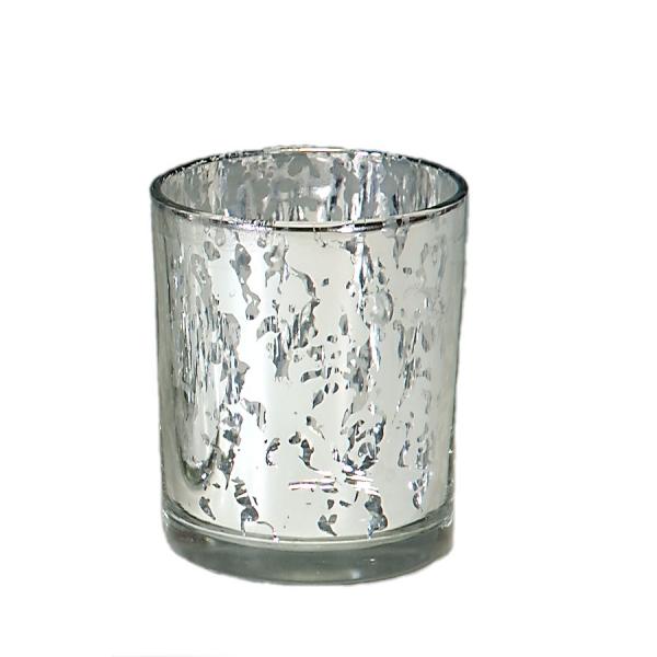DecoStar: Decorative Mercury Metallic Round Glass Candle Holder 3? - Silver- 96 Pieces