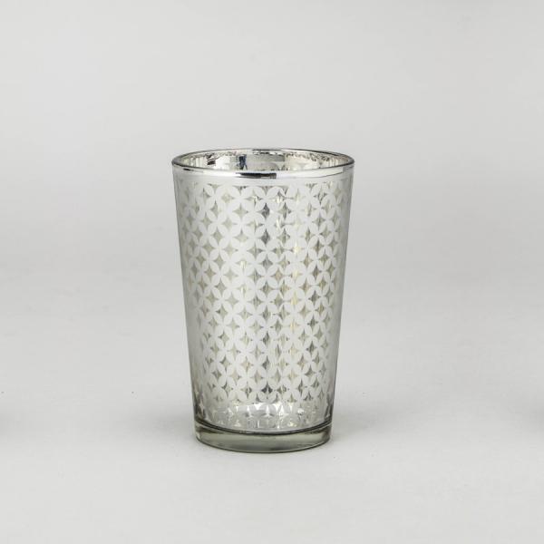 DecoStar: Lattice Glass Votive Candle Holder?4 1/4&#039;&#039; ?6pc/box - 48 Pieces - Silver