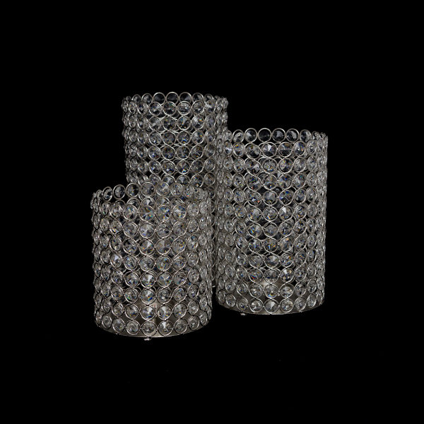 DecoStar: Crystal Candle Cylinder / Pillar - 3 Piece Set! (Small; Medium; Large)