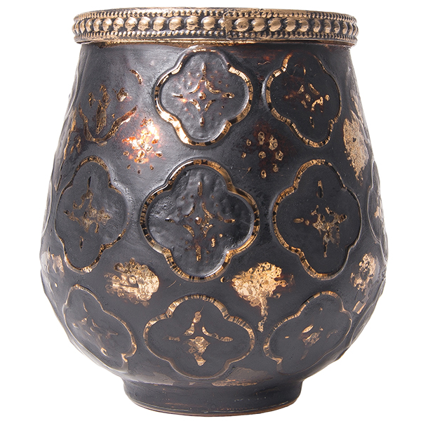 DecoStar: Antiqued Black &amp; Gold Moroccan Glass Candle Holder - 4.3&#039;&#039; - 6 PACK