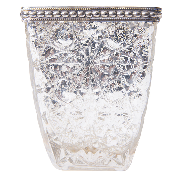 DecoStar: Square Glass w/ Antiqued Black Metal Trim Vase/Candle Holder - 5&#039;&#039; - 6 PACK
