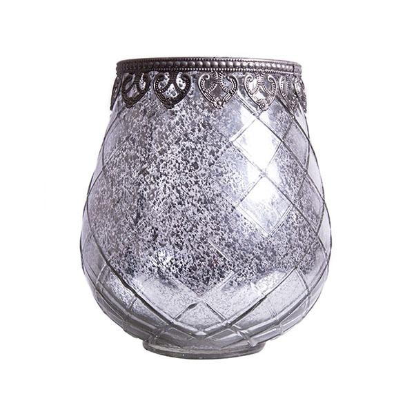 DecoStar: Diamond Design Mirrored Glass w/ Antiqued Black Metal Trim Candle Holder - 4&#039;&#039; - 6 PACK