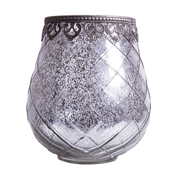 DecoStar: Diamond Design Mirrored Glass w/ Antiqued Black Metal Trim Candle Holder - 5.5&#039;&#039; - 6 PACK
