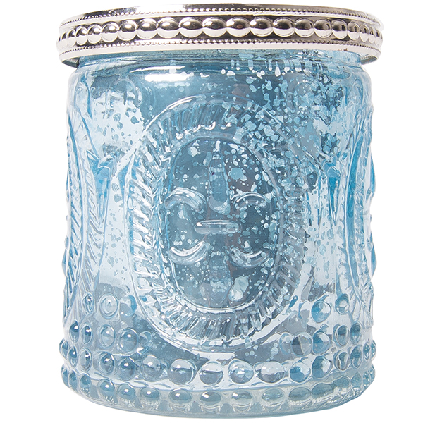 DecoStar: Glass Candle Holder w/ Metal Trim- 2.7'' - 6 PACK - Blue
