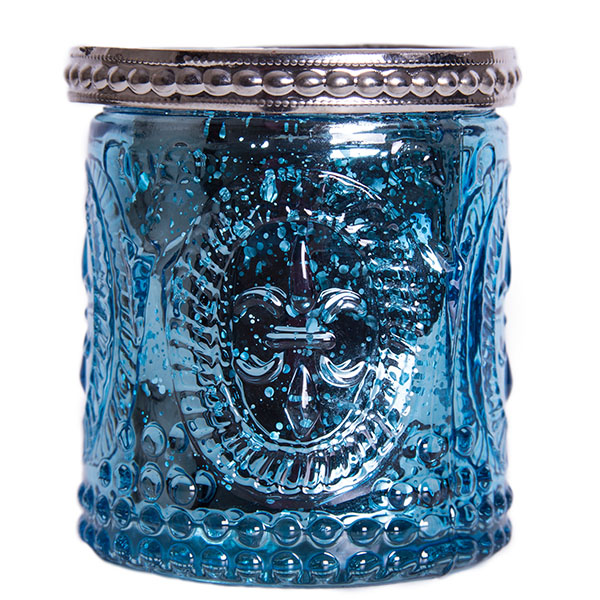 DecoStar: Glass Candle Holder w/ Metal Trim- 2.7'' - 6 PACK - Navy Blue
