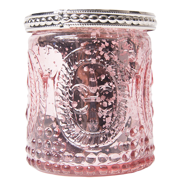 DecoStar: Glass Candle Holder w/ Metal Trim- 2.7'' - 6 PACK - Pink