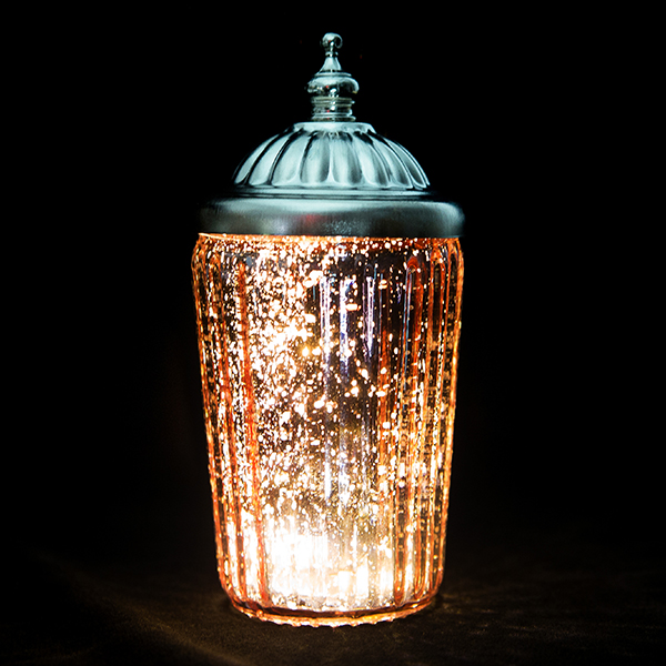 DecoStar: Pixie Jar? Pink Mercury Glass Mini Lantern - Internally Illuminated - 5.5'' x 2.75''