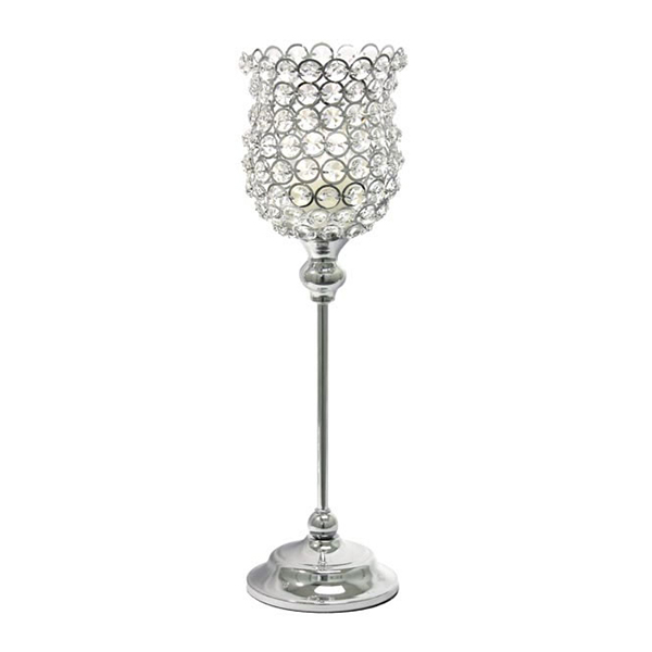 DecoStar: Real Crystal Hourglass Candle Holder Pedestal - 16.5''