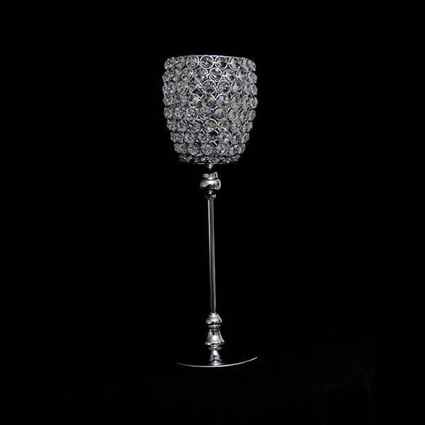 DecoStar: Real Crystal &amp; Chrome Goblet/Candle Holder - 17&#039;&#039; Tall