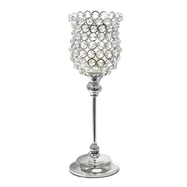 DecoStar: Real Crystal Hourglass Candle Holder Pedestal - 14''