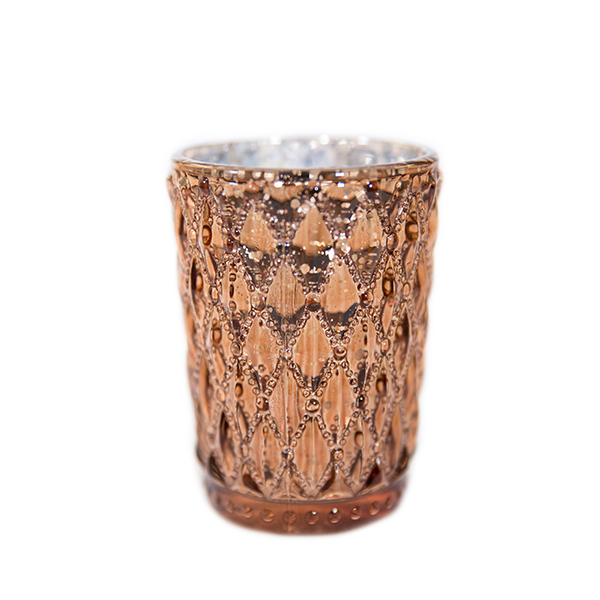 DecoStar: 3 1/2&#039;&#039; Glam Small Diamond Etched Mercury Glass Candle/Votive Holder - Bronze - 6 PACK