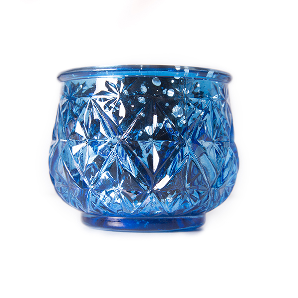 DecoStar: 2 1/2&#039;&#039; Glam Diamond Etched Mercury Glass Candle/Votive Holder - Blue - 6 PACK