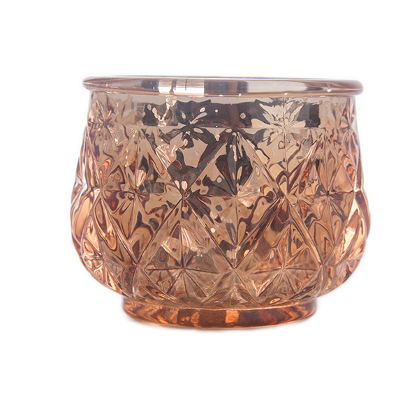 DecoStar: 2 1/2'' Glam Diamond Etched Mercury Glass Candle/Votive Holder -Bronze - 6 PACK