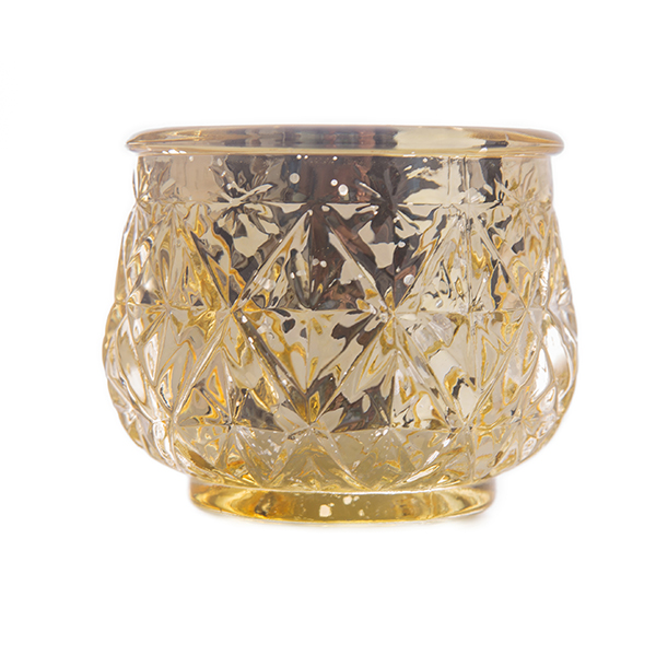 DecoStar: 2 1/2&#039;&#039; Glam Diamond Etched Mercury Glass Candle/Votive Holder - Gold - 6 PACK