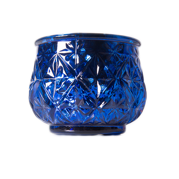 DecoStar: 2 1/2&#039;&#039; Glam Diamond Etched Mercury Glass Candle/Votive Holder - Navy Blue - 6 PACK