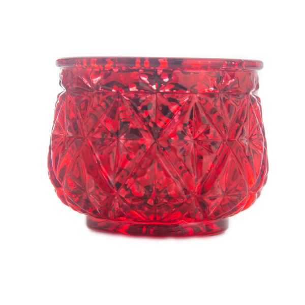 DecoStar: 2 1/2&#039;&#039; Glam Diamond Etched Mercury Glass Candle/Votive Holder - Red - 6 PACK
