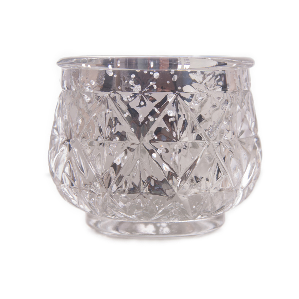 DecoStar: 2 1/2&#039;&#039; Glam Diamond Etched Mercury Glass Candle/Votive Holder - Silver - 6 PACK