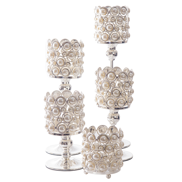 DecoStar: Pearl and Chrome Candle Holder - SET OF 5!