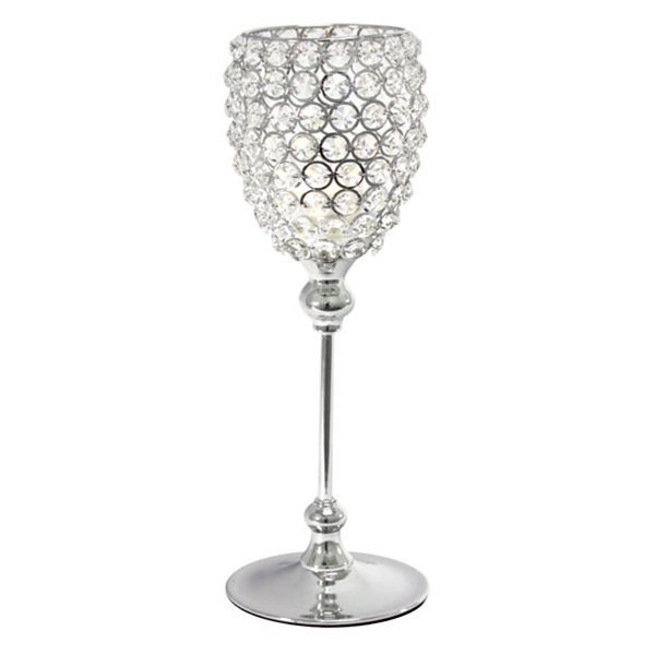 DecoStar: Real Crystal &amp; Chrome Goblet/Candle Holder - 15&#039;&#039; Tall