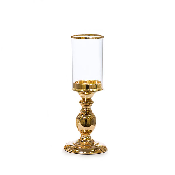 The Alexandra Pedestal Candle Holder/Centerpiece - 8&#039;&#039; Tall - Soft Gold - by DecoStar: