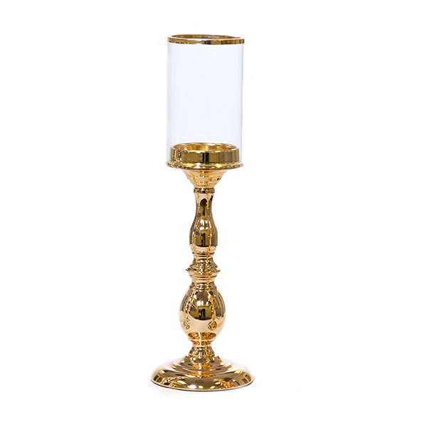 The Alexandra Pedestal Candle Holder/Centerpiece - 11&#039;&#039; Tall - Soft Gold - by DecoStar: