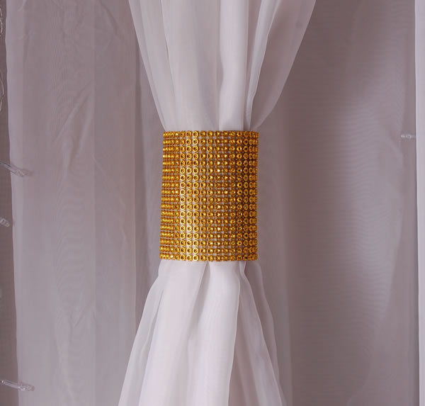 DecoStar: Gold Rhinestone Mesh Velcro Band / Curtain Tie