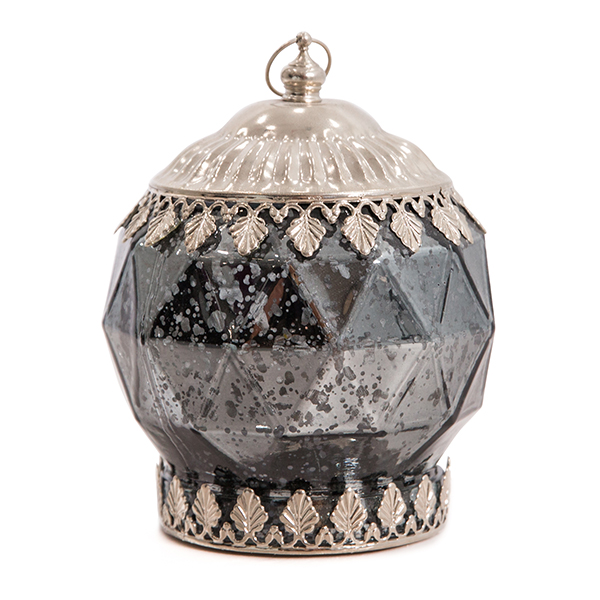 DecoStar: Pixie Jar? Gray Mercury  Diamond Glass Mini Lantern - Internally Illuminated - 6'' x 5''
