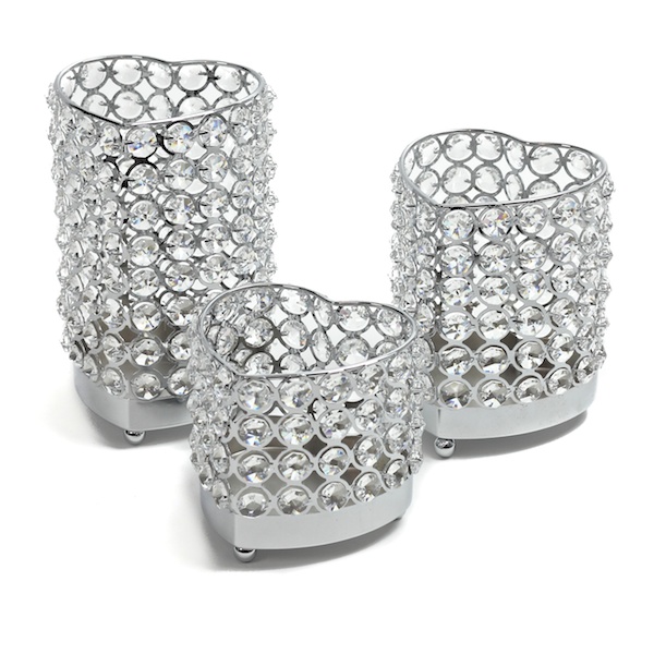 DecoStar: Real Crystal Heart Candle Holder 3 Piece Set!