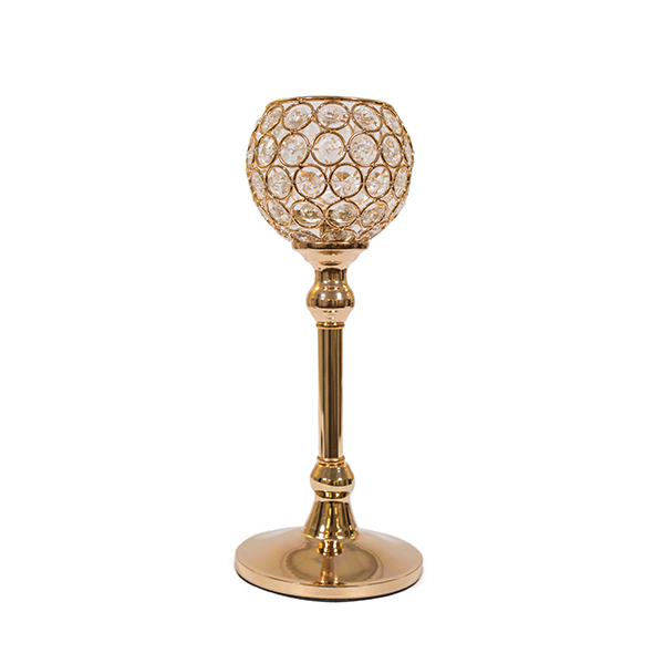 DecoStar: Real Crystal Goblet/Candle Holder in Gold - 11.5&#039;&#039;