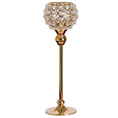 Real Crystal Goblet/Candle holder -LG 13.5&#039;&#039; tall - Gold