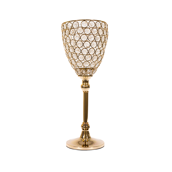 DecoStar: Real Crystal & Soft Gold Goblet/Candle Holder - 15'' Tall