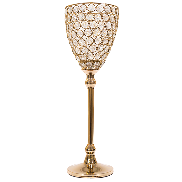 DecoStar: Real Crystal &amp; Soft Gold Goblet/Candle Holder - 17&#039;&#039; Tall