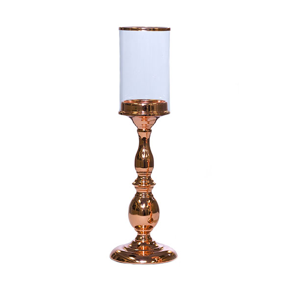 The Alexandra Pedestal Candle Holder/Centerpiece - 11&#039;&#039; Tall - Rose Gold - by DecoStar: