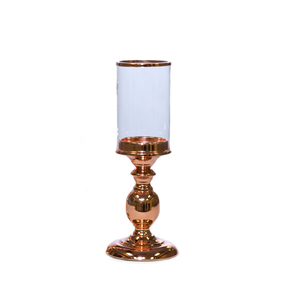 The Alexandra Pedestal Candle Holder/Centerpiece - 8&#039;&#039; Tall - Rose Gold - by DecoStar: