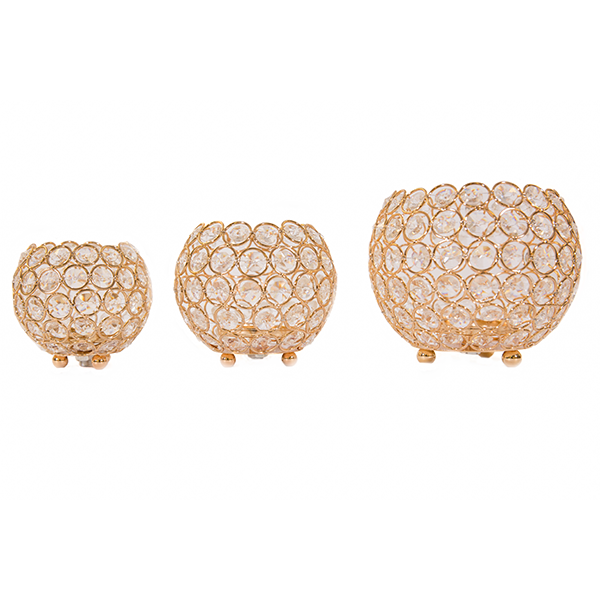 DecoStar: Gold Crystal Candle Globe - 3 Piece Set! (Small; Medium; Large)